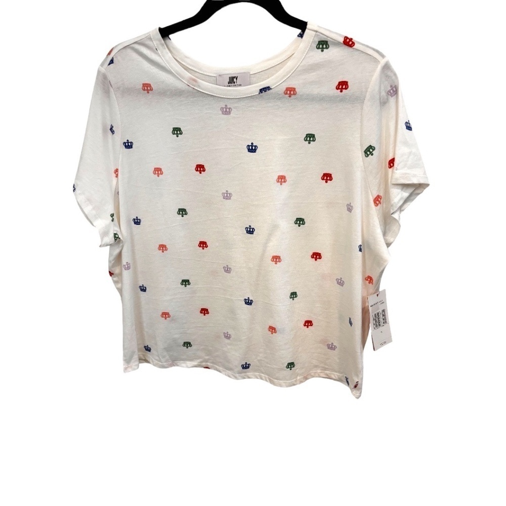 JUICY COUTURE WOMENS JUNIORS WHITE SIZE 1X CROPPED T-SHIRT TOP NWT